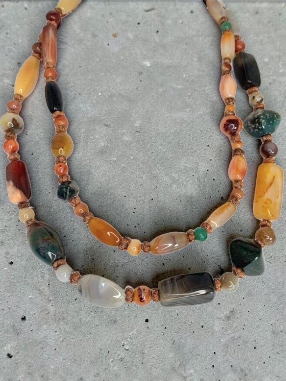 Vintage Multi-Color Polished Gemstone Bead Necklace - Picture 5 of 5